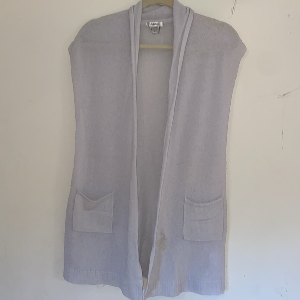 Tyler Boe light blue gray cashmere sleeveless open long cardigan vest Size XS